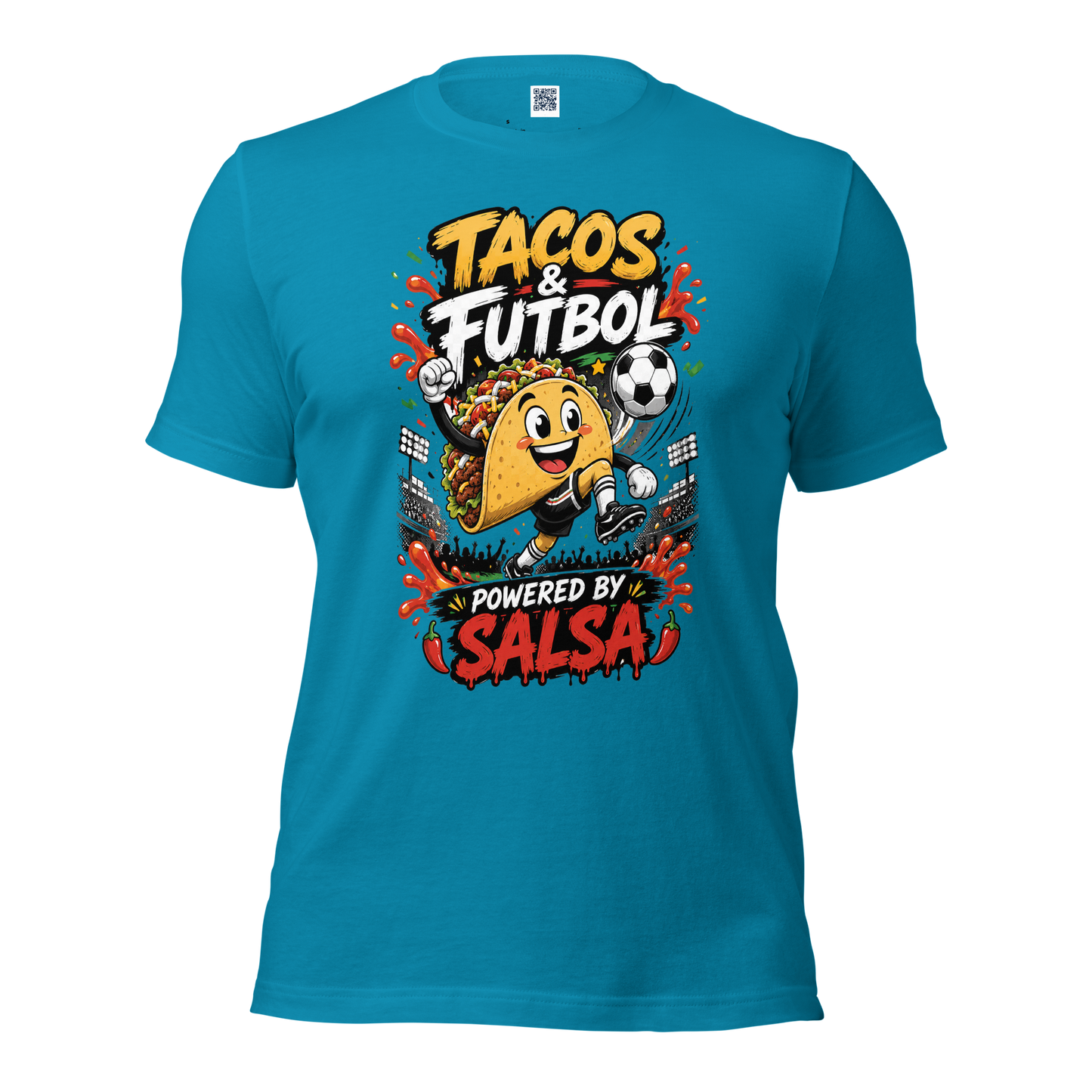 Tacos & Futbol Shirt | Funny Soccer /Football Food Tee | Powered by Salsa