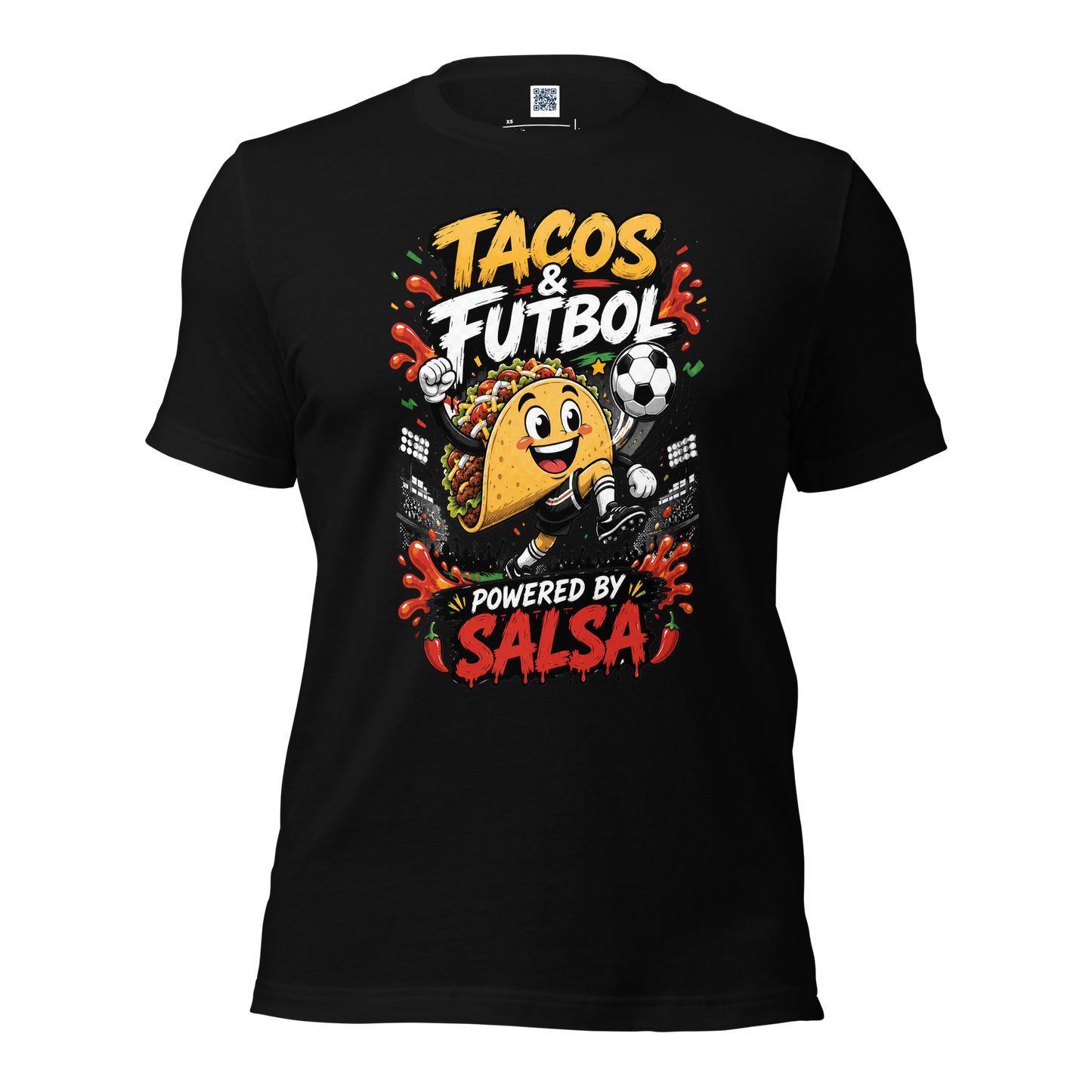 Tacos & Futbol Shirt | Funny Soccer /Football Food Tee | Powered by Salsa