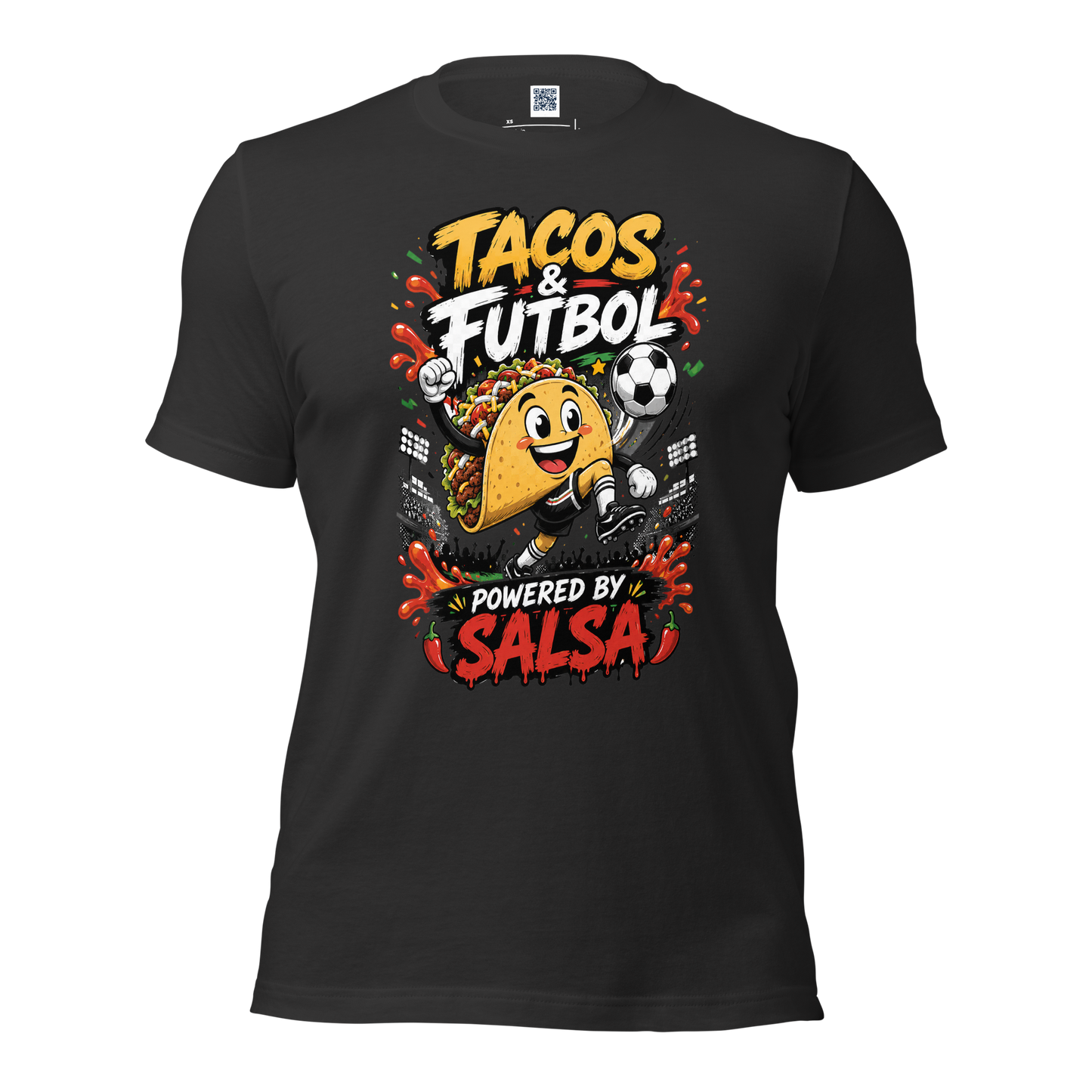 Tacos & Futbol Shirt | Funny Soccer /Football Food Tee | Powered by Salsa