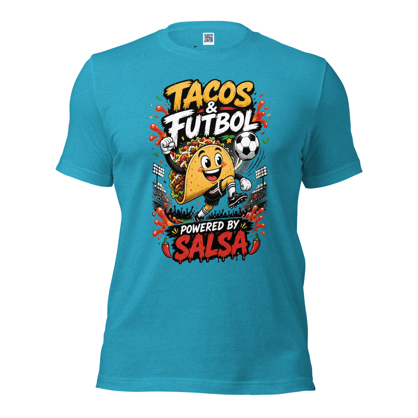 Tacos & Futbol Shirt | Funny Soccer /Football Food Tee | Powered by Salsa