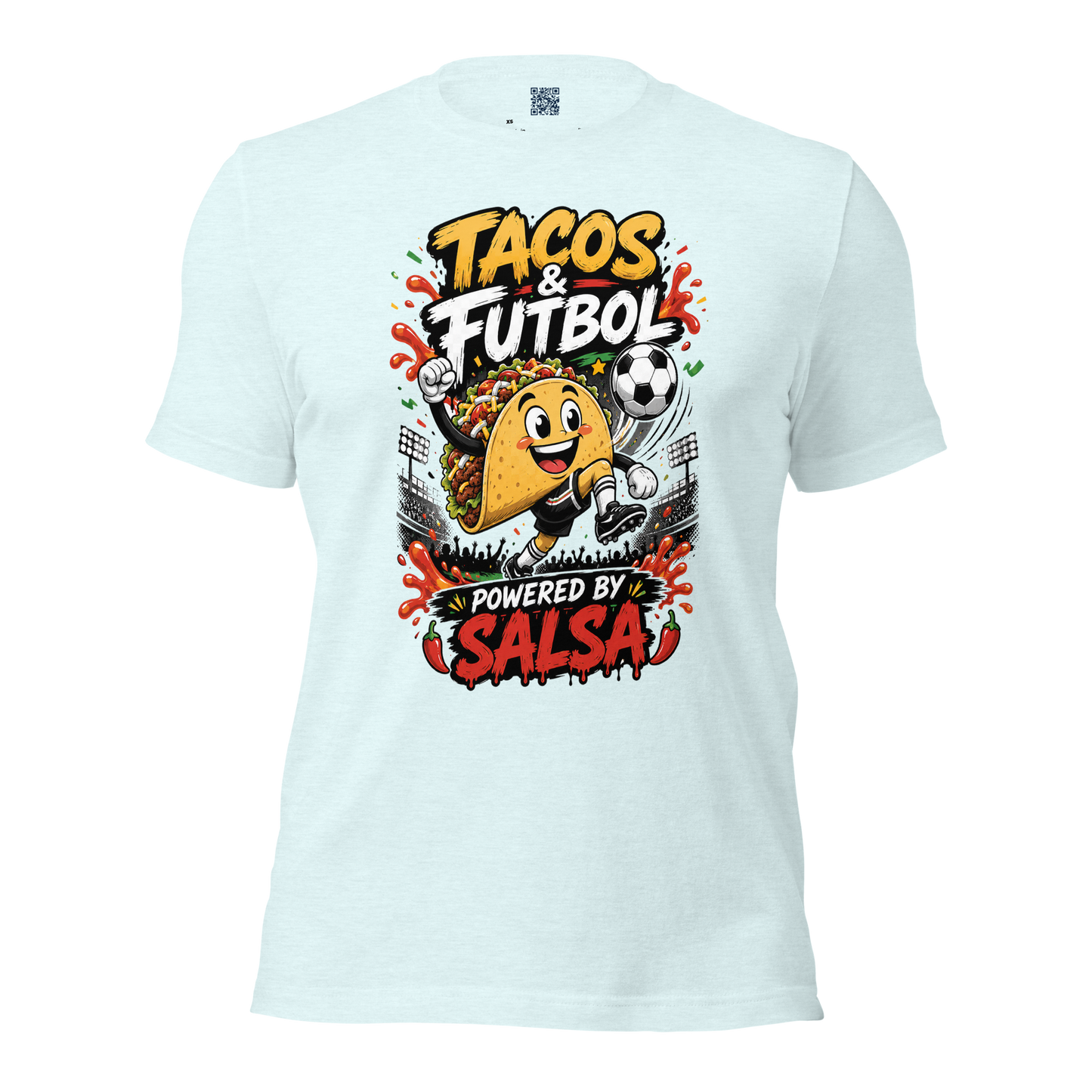 Tacos & Futbol Shirt | Funny Soccer /Football Food Tee | Powered by Salsa