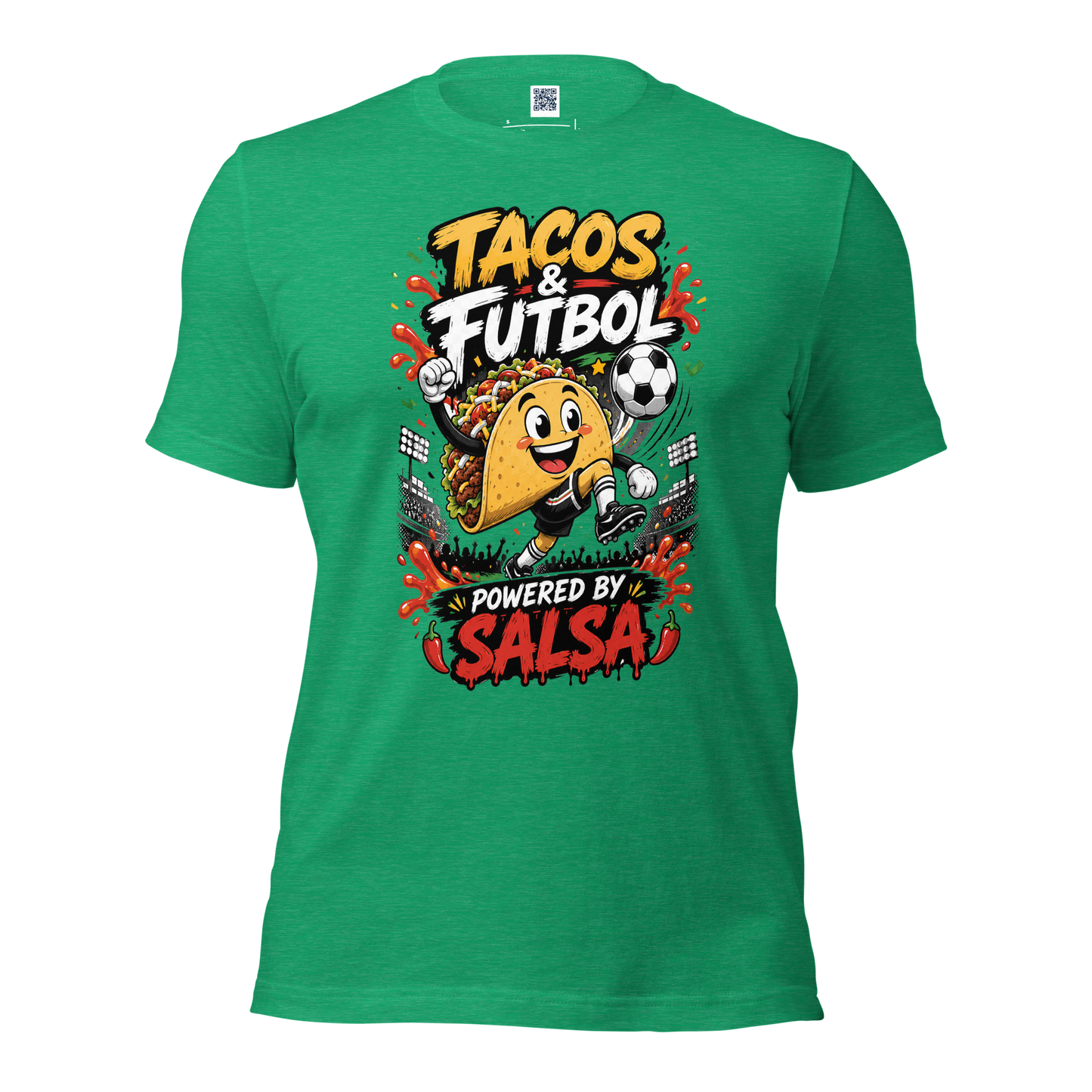 Tacos & Futbol Shirt | Funny Soccer /Football Food Tee | Powered by Salsa