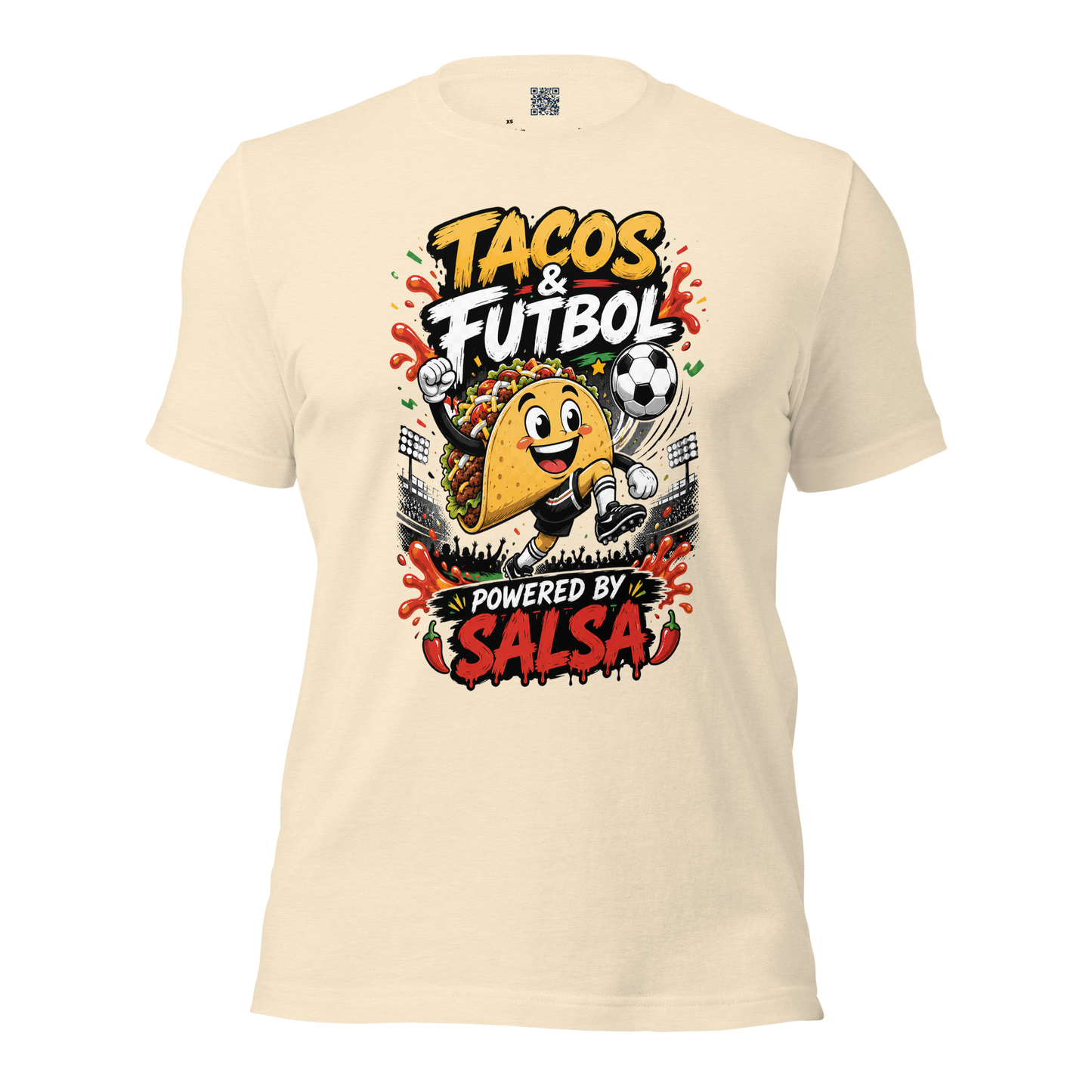 Tacos & Futbol Shirt | Funny Soccer /Football Food Tee | Powered by Salsa