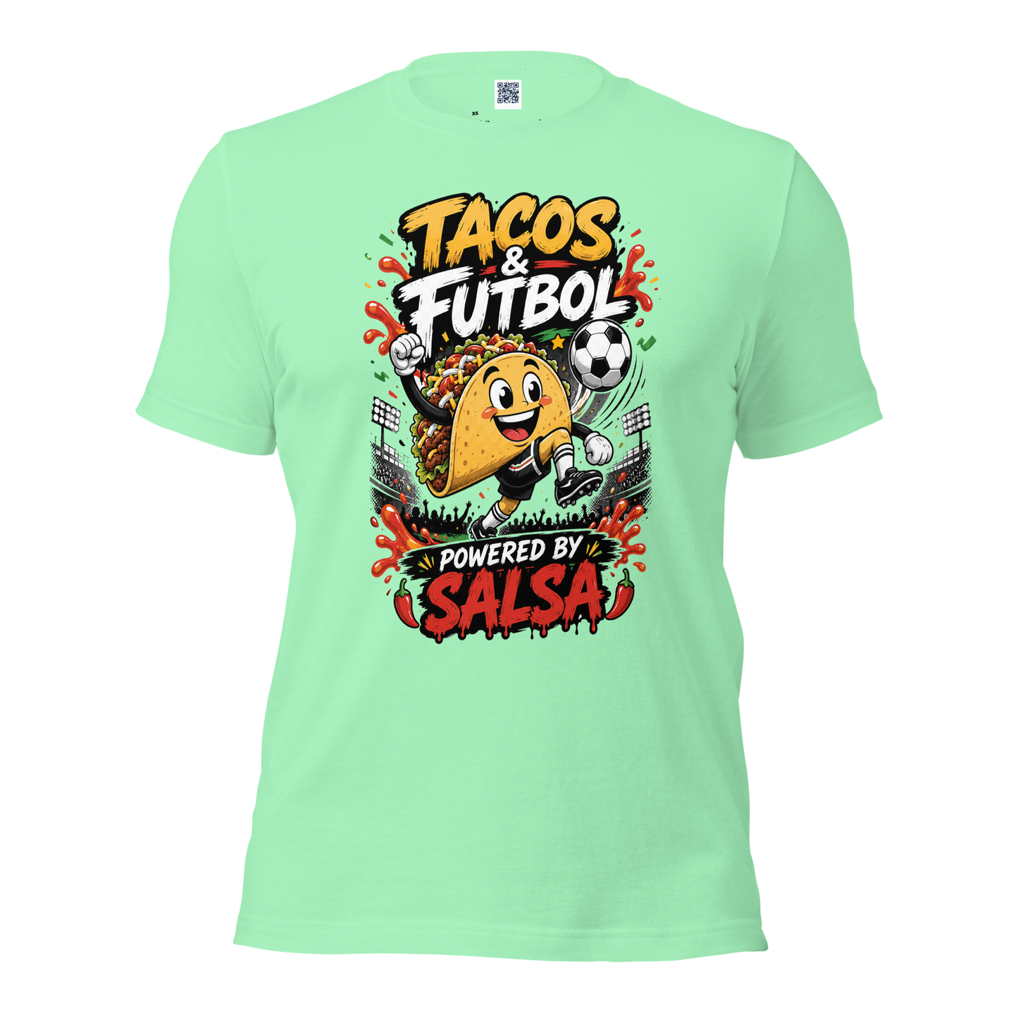Tacos & Futbol Shirt | Funny Soccer /Football Food Tee | Powered by Salsa