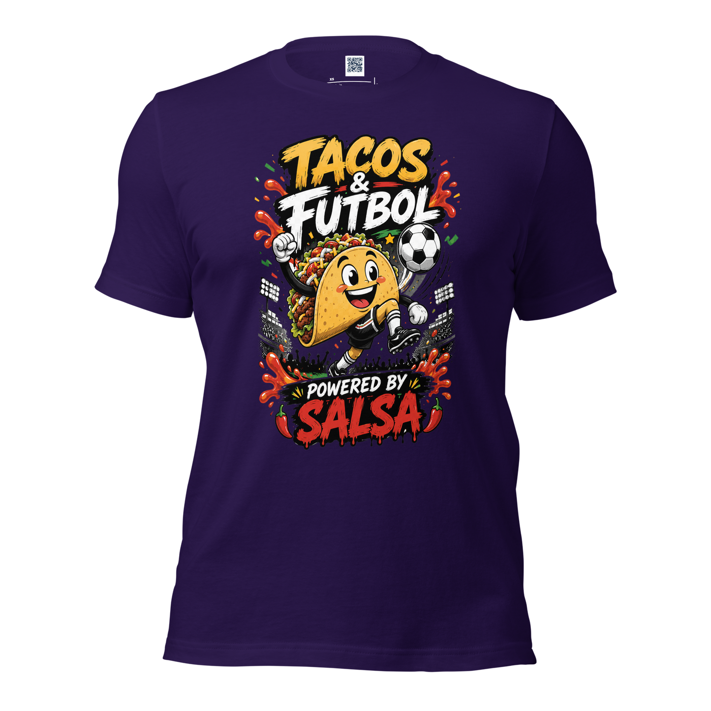 Tacos & Futbol Shirt | Funny Soccer /Football Food Tee | Powered by Salsa